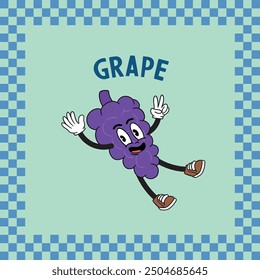 Cute Grape Cartoon Vector Icon flat Illustration Food Nature