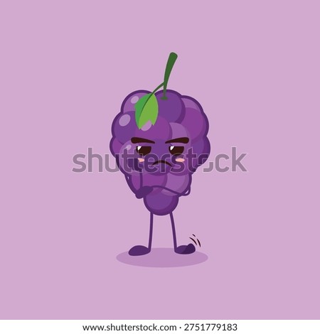 The cute Grape character is bored of waiting for uncertainty