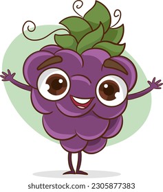 cute grape character cartoon vector