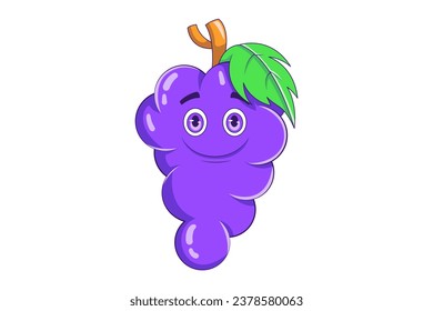 Cute Grape Character Design Illustration