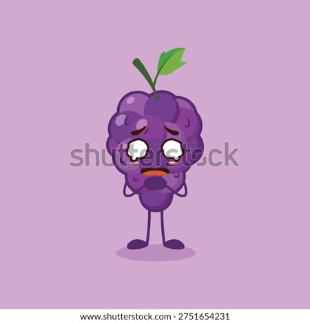 The cute Grape character feels nervous
