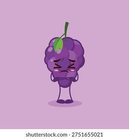 The cute Grape character feels scared