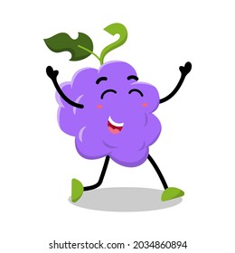 cute grape character with happy expression illustration