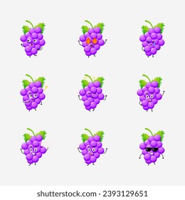 Cute grape character vector illustration