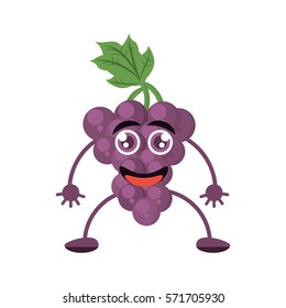 cute grape raising character fruit vector illustration eps 10