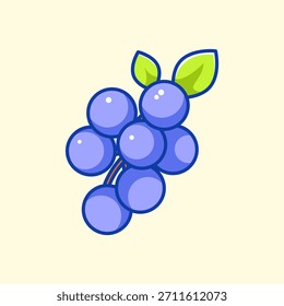 Ilustración vectorial linda de la uva – icono colorido de la historieta de la fruta para la comida, el bocado, y el diseño sano del estilo de vida