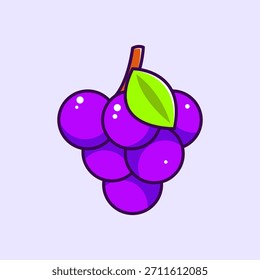 Cute Grape Vector Illustration – Colorful Fruit Cartoon Icon for Food, Snack, and Healthy Lifestyle Design