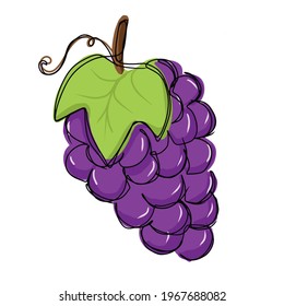 Cute Grapes Sticker Png Vector 