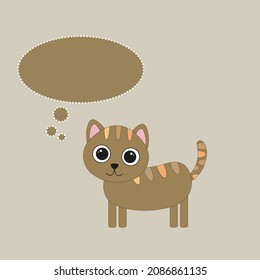 Cute graphic cartoon cat  with message  on beige isolated background. greeting card illustration.