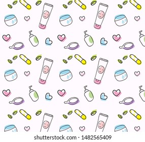 Cute graphic cosmetic pattern hand draw style 