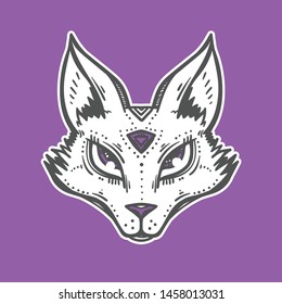 Cute graphic fox face. Good element for printing or tattoo ideas.