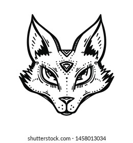 Cute graphic fox face. Good element for printing or tattoo ideas.