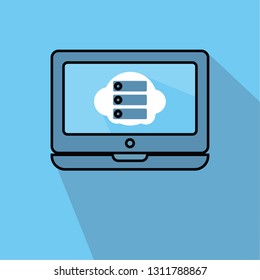 cute graphic server cloud on laptop