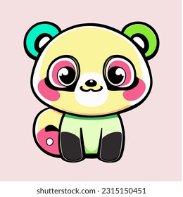 cute graphic zoo cartoon vector panda bear