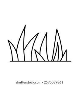 Cute grass. Cute character, black and white kawaii illustration, coloring page.
