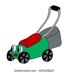 Cute grass-cutter. Isolated stock vector illustration