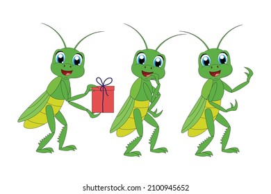 cute grasshopper animal cartoon graphic