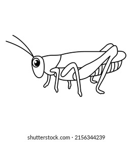 Cute grasshopper cartoon coloring page illustration vector. For kids coloring book.