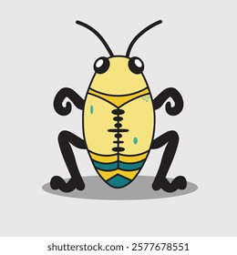 Cute Grasshopper doodle illustration cartoon outline