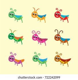 cute grasshopper vector collection