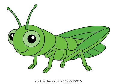 Cute Grasshopper Vector Illustration - Cartoon Line Art Clipart Design