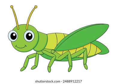 Cute Grasshopper Vector Illustration - Cartoon Line Art Clipart Design