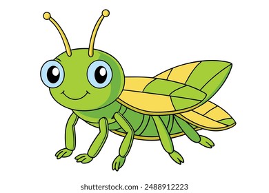 Cute Grasshopper Vector Illustration - Cartoon Line Art Clipart Design