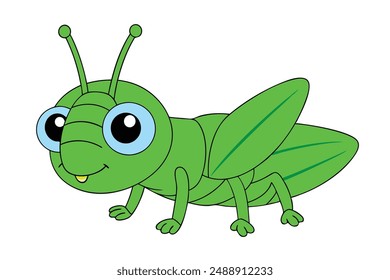 Cute Grasshopper Vector Illustration - Cartoon Line Art Clipart Design