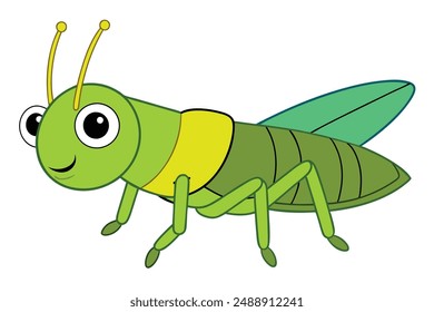 Cute Grasshopper Vector Illustration - Cartoon Line Art Clipart Design