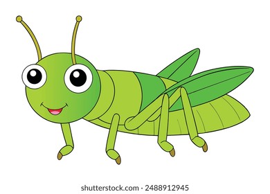 Cute Grasshopper Vector Illustration - Cartoon Line Art Clipart Design