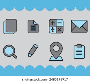 
Lindo paquete de icono gris azul para hacer un tema.
Copia de iconos, notas, calculadora, mensajes, correo electrónico, búsqueda, pluma, escritura, ubicación y lista.