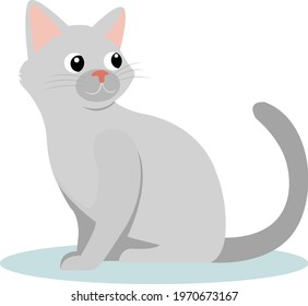 Cute gray cat cartoon illustration.