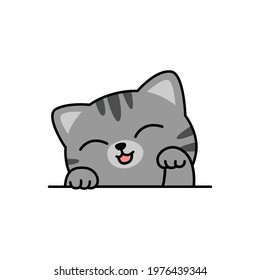 Cute gray cat cartoon, vector illustration