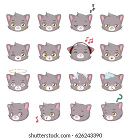 Cute gray cat emojis