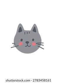 cute gray cat face close up vector illustration