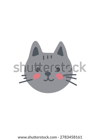 cute gray cat face close up vector illustration