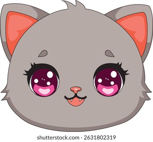 Cute Gray Cat Face Vector