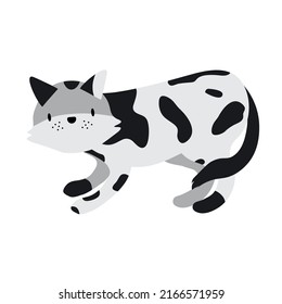 Cute gray cat isolated on white background. Cartoon flat style. Vector illustration EPS