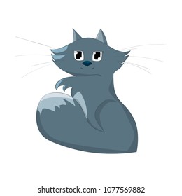 Cute gray cat on the white background