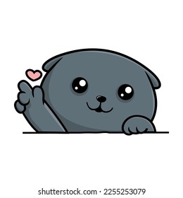 
Cute Gray Cat - Scottish Fold Cat Grey Love Finger
