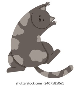 Cute gray cat with spots lies