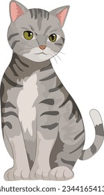 cute gray cat white background vector illustration