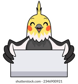 Cute grau cockatiel bird cartoon mit Leerzeichen