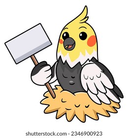 Cute grau cockatiel bird cartoon mit Leerzeichen