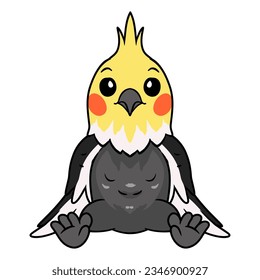 Cute gray cockatiel bird cartoon