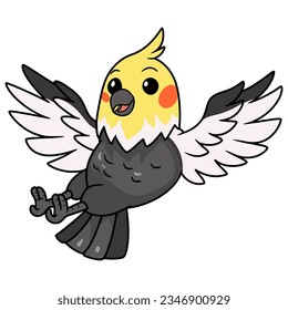 Cute grau cockatiel bird cartoon