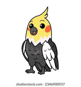 Cute gray cockatiel bird cartoon