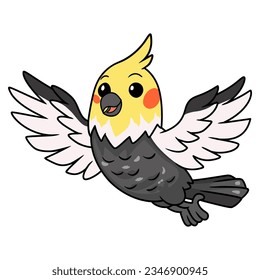 Cute grau cockatiel bird cartoon