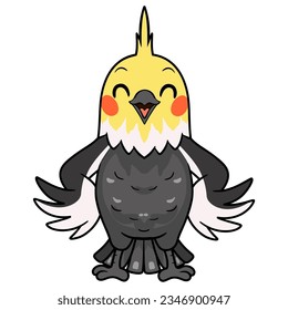 Cute grau cockatiel bird cartoon