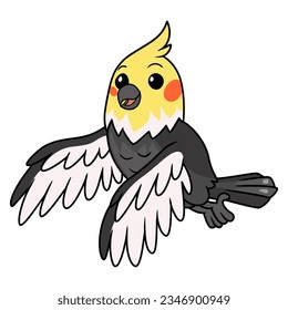 Cute grau cockatiel bird cartoon